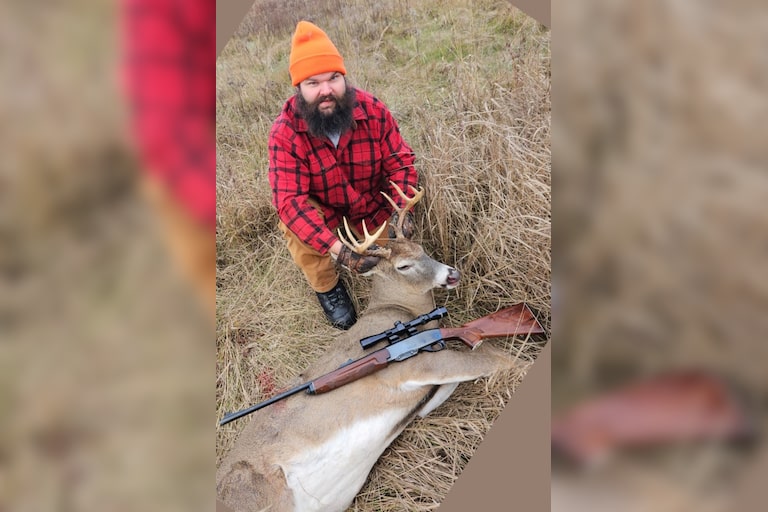 November 18th at 730am, shot this beautiful 9pt in Sault Ste Marie, MI.  With his 30-06. It’s been exactly one year since he got his 8pt from last year! 