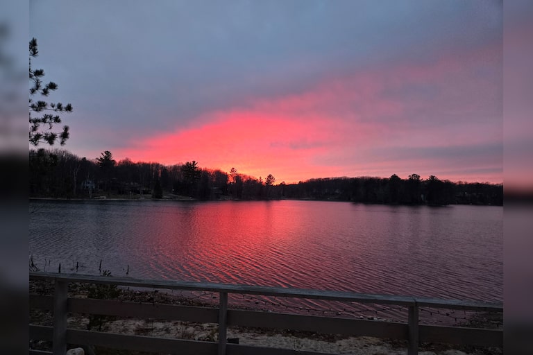 Sunset over Lake Arrowhead in Gaylord, MI on 3/14/2024.
