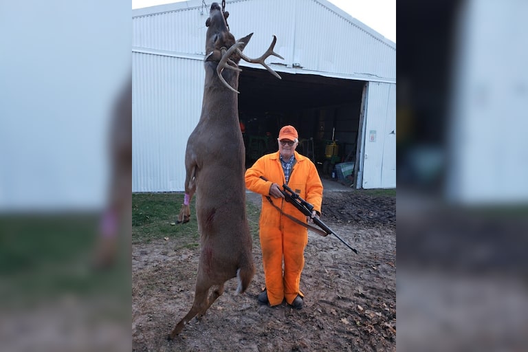 Bob Stowe shot this 8 point buck at 7:30 opening morning on his farm in Hersey, Michigan.  Bob has hunted since he was 14 years old and he is now 79.  This...