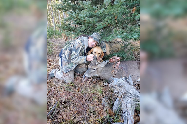 Nice little 6 pointer I would of never found without my dog Maela, she has never tracked a shot deer and she looked like a pro, went over a quarter mile an...