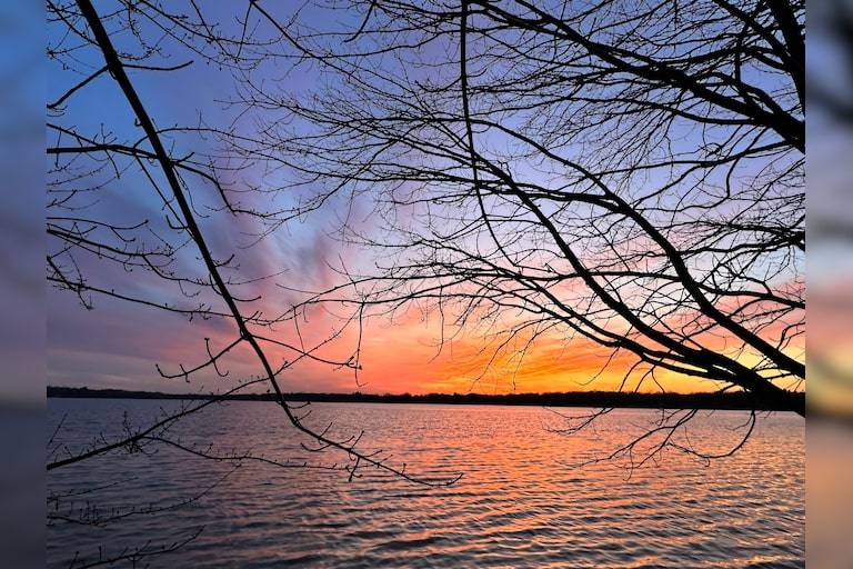 Sunset over Wolf Lake, Lake County.